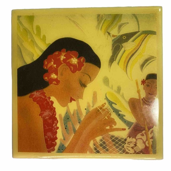 VTG Orig SS Lurline/Matson Lines Menu Cover TILE Frank MacIntosh "Mending Net" - Picture 8 of 16